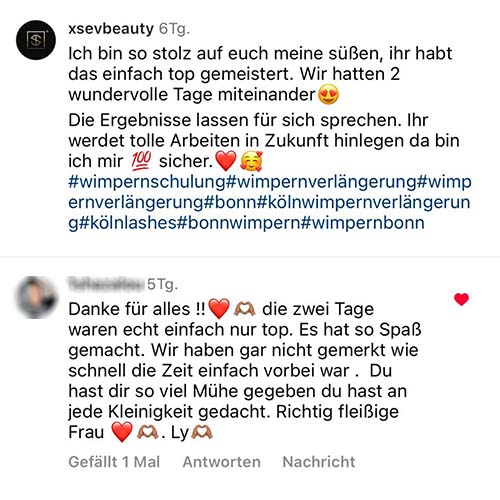 Wimpernverlängerung Wimpernschulung Bonn Kundenfeedback 3